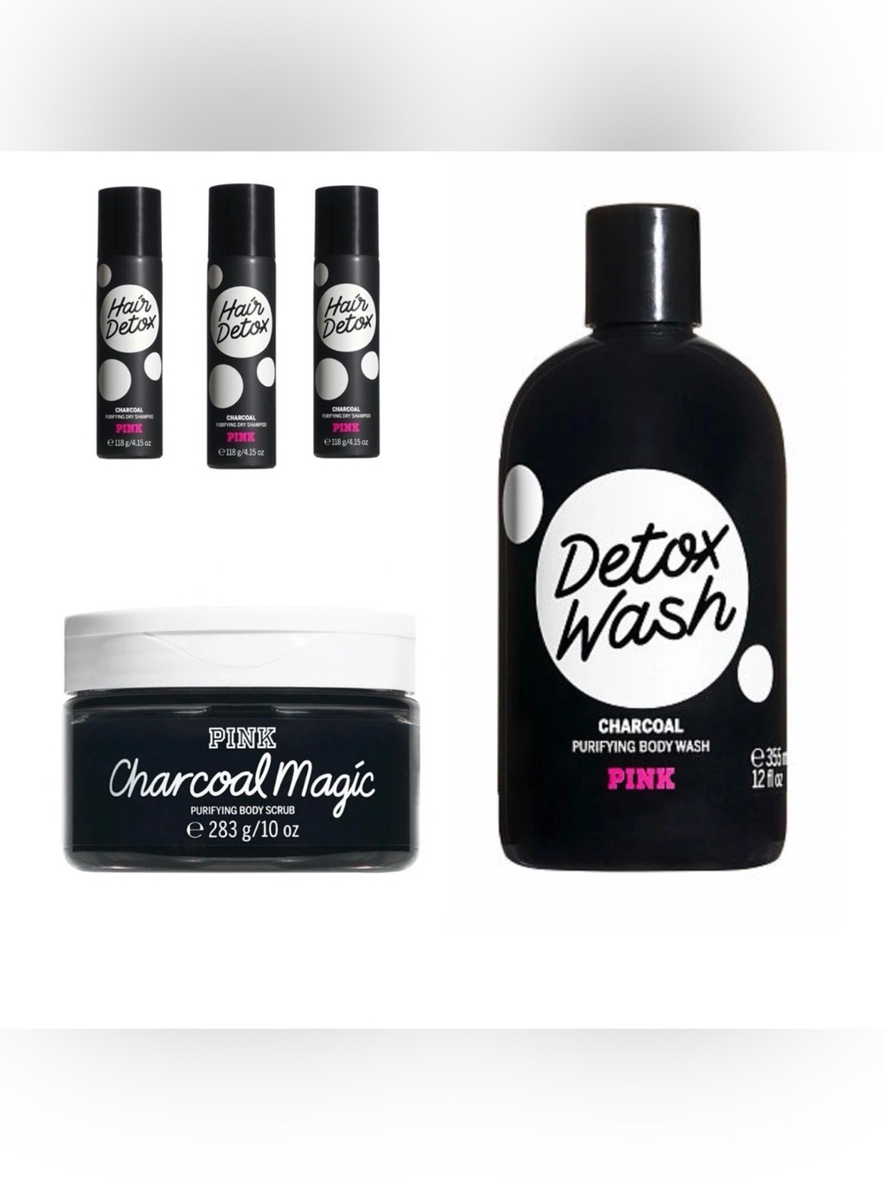 Victoria’s Secret PINK Hair Detox Charcoal Dry Shampoo(3) /Body Scrub /Body Wash